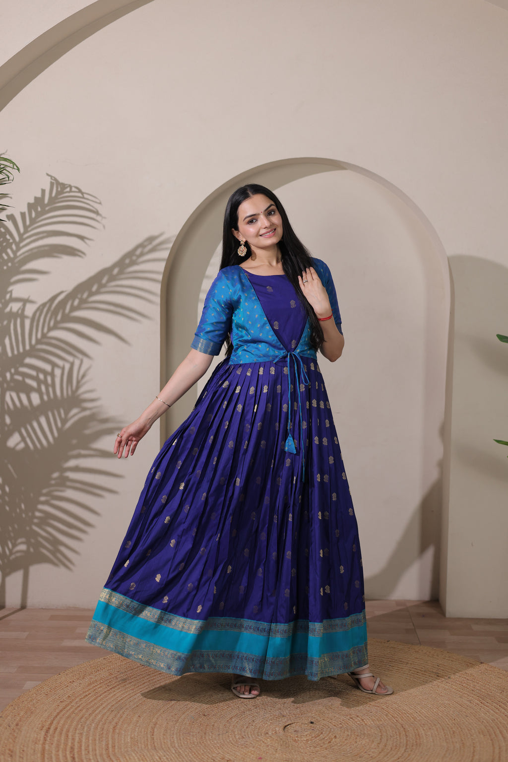 Rangrez Contrast Silk Gown