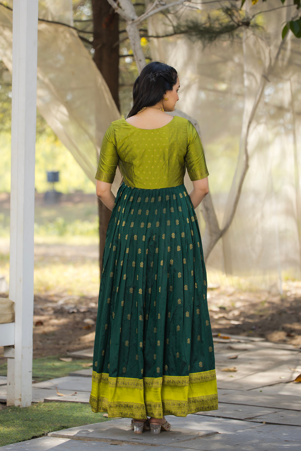Rangrez Contrast Silk Gown