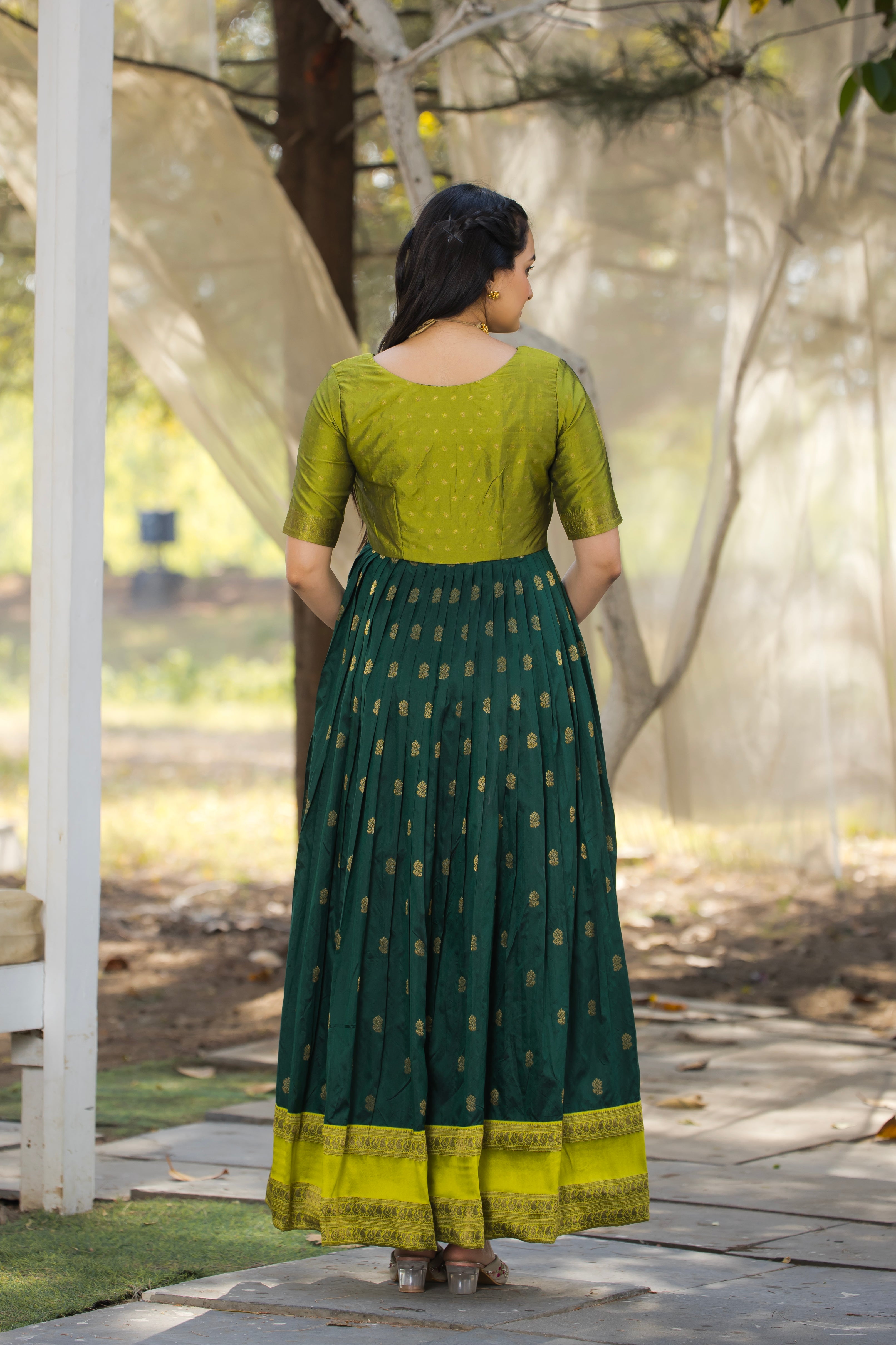 Rangrez Contrast Silk Gown