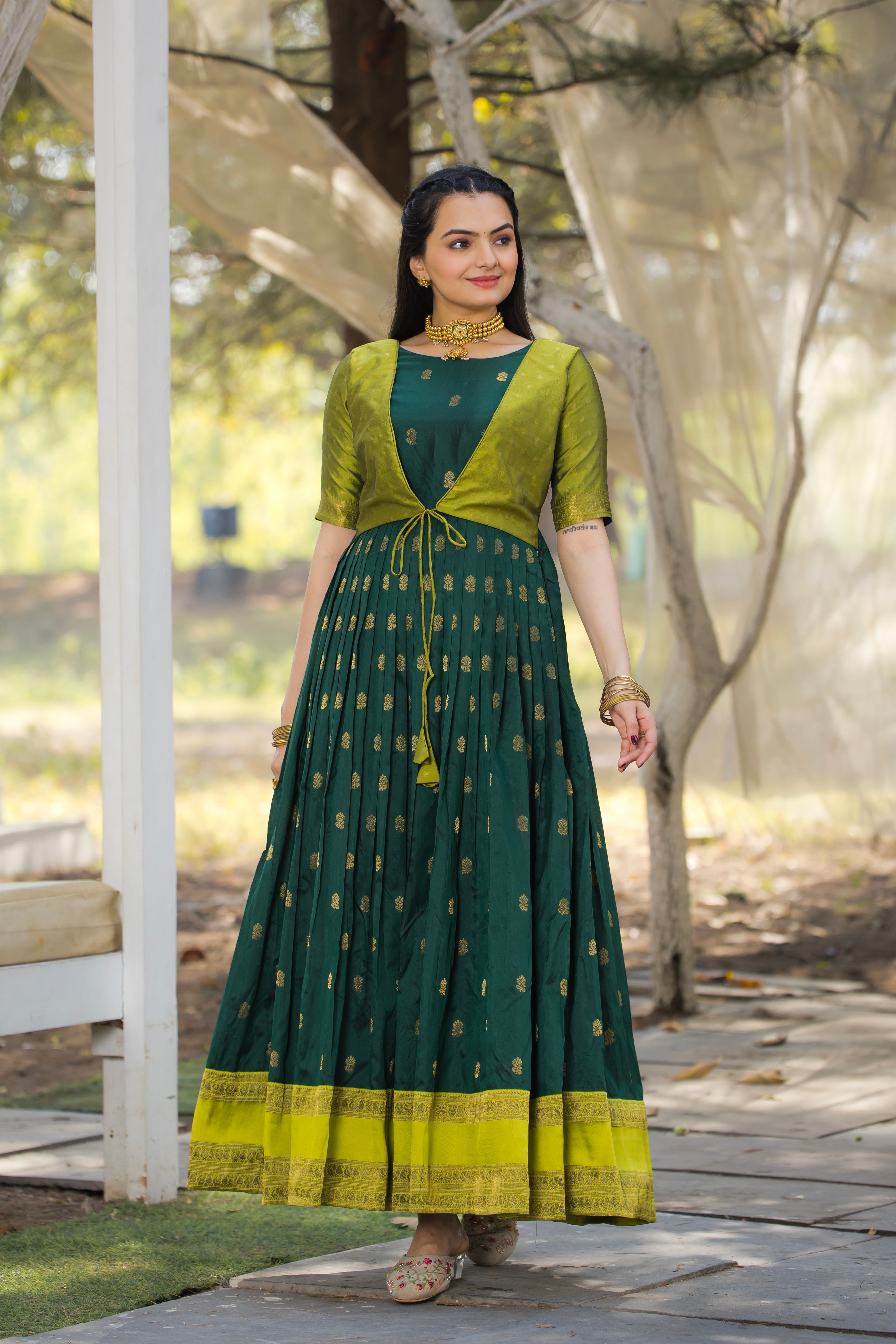 Rangrez Contrast Silk Gown