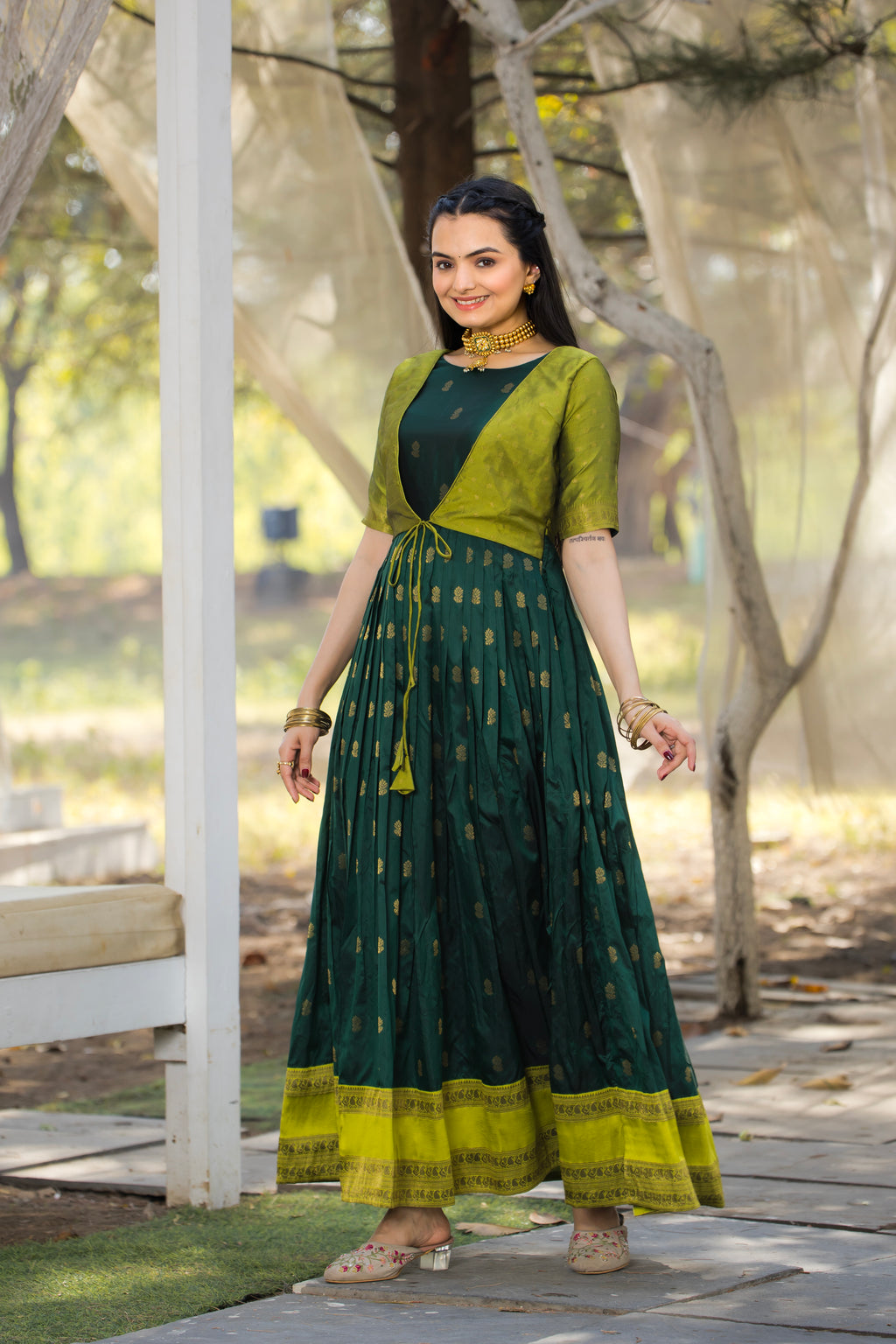 Rangrez Contrast Silk Gown
