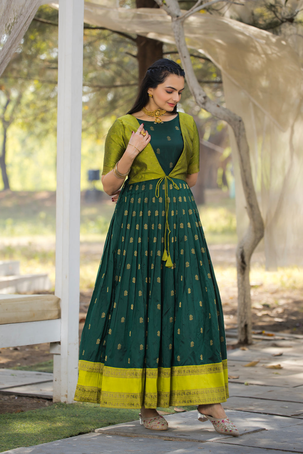 Rangrez Contrast Silk Gown