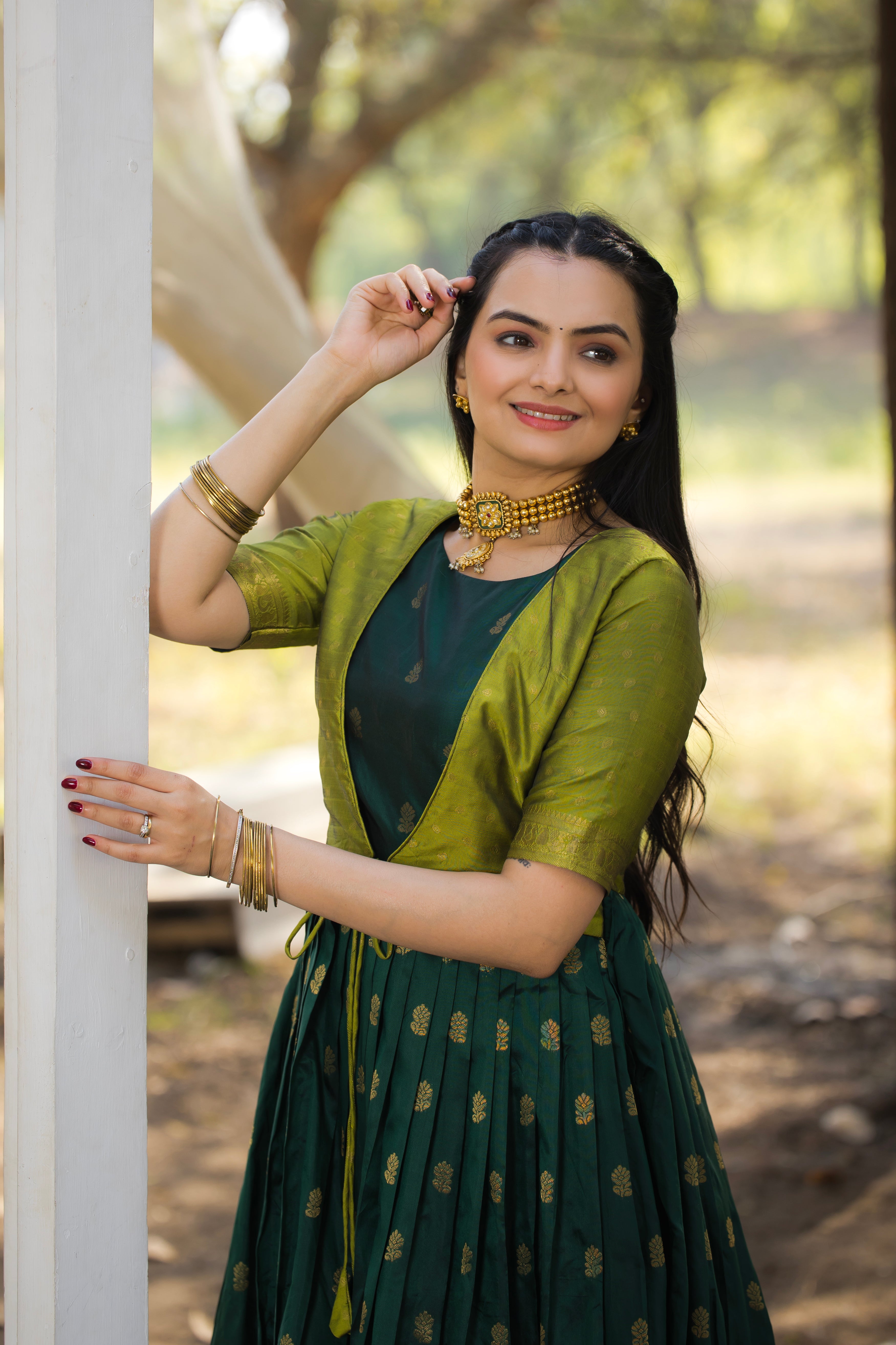 Rangrez Contrast Silk Gown