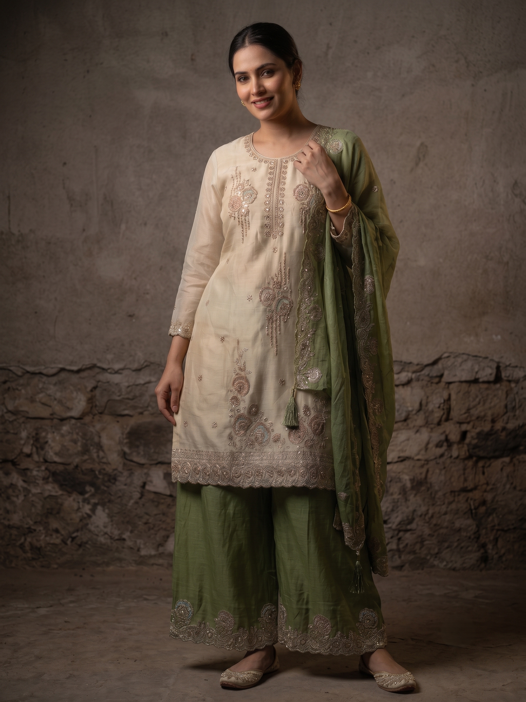 Zariya Glorious Silk Embroidered Sharara Set
