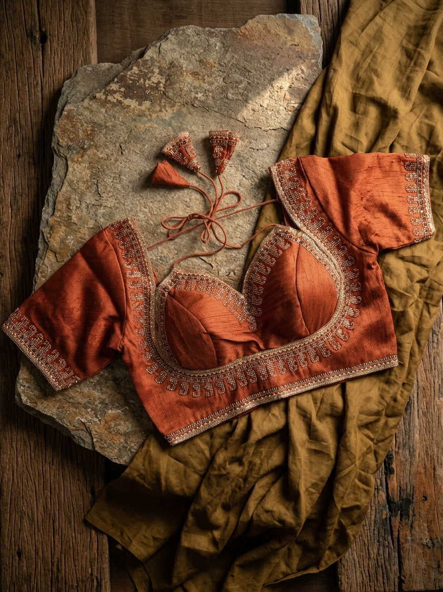 Italian Silk Beads Work Blouse