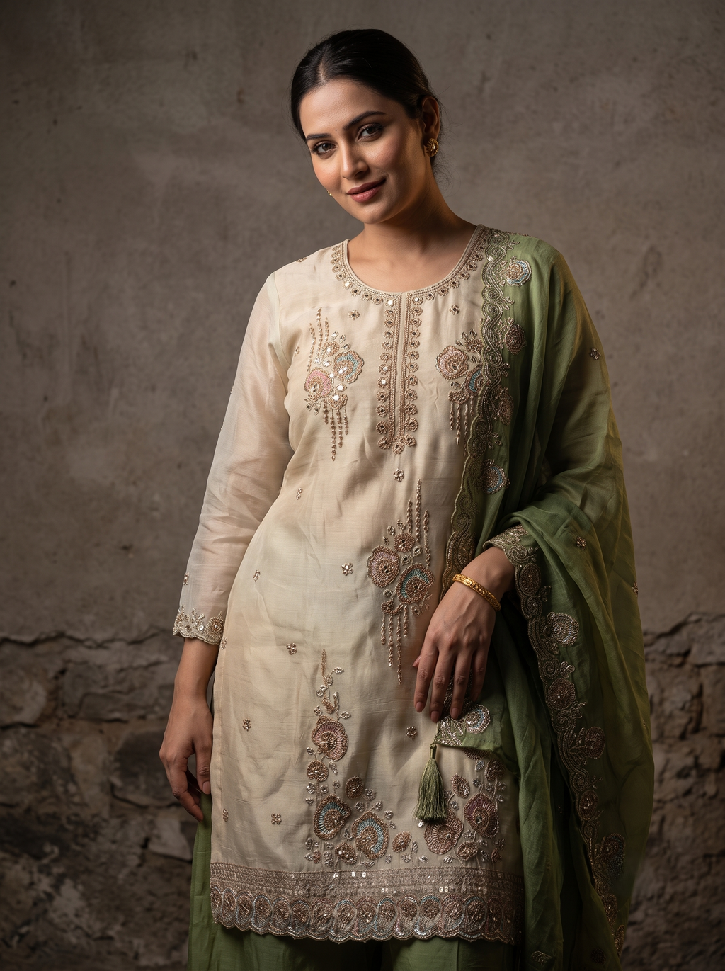 Zariya Glorious Silk Embroidered Sharara Set