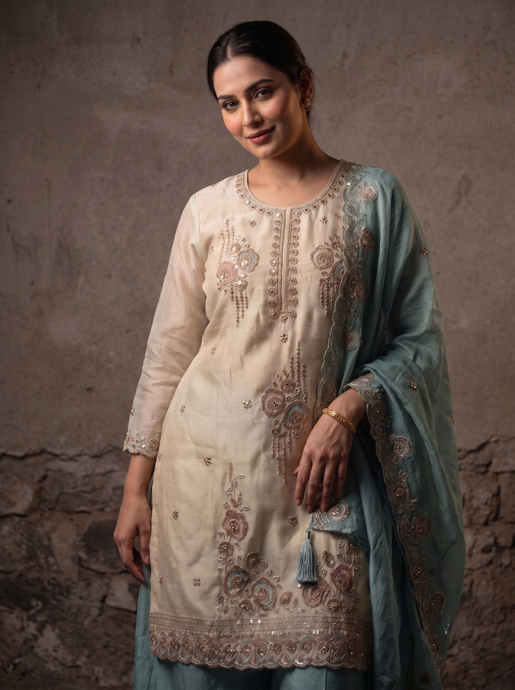 Zariya Glorious Silk Embroidered Sharara Set