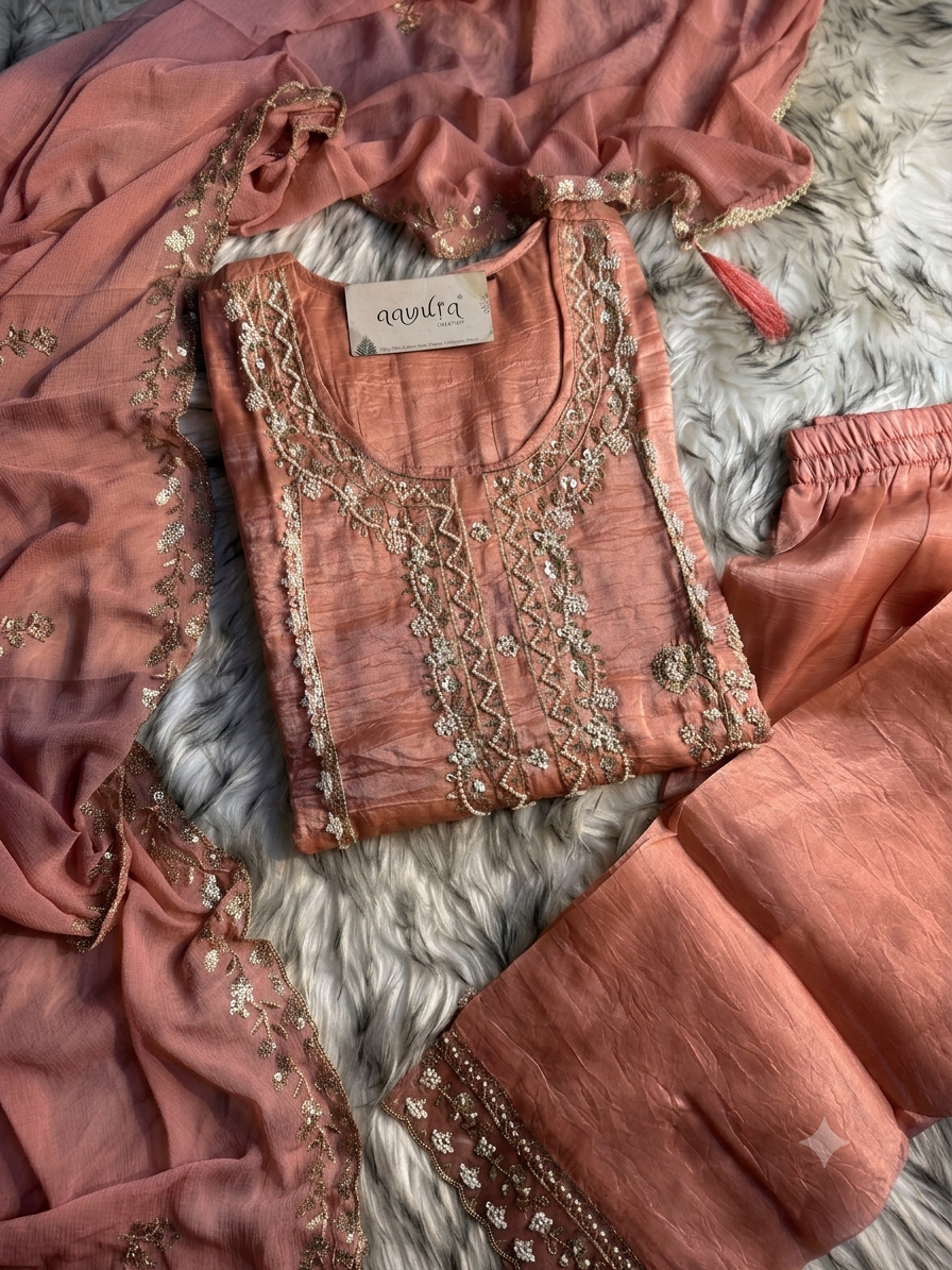 Nazrana Dolomite Silk Sharara Suit Set