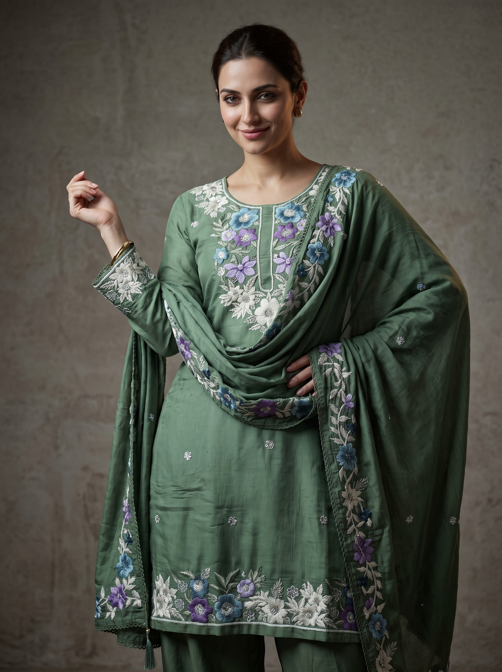 Meher Roman Silk Festive Sharara Set