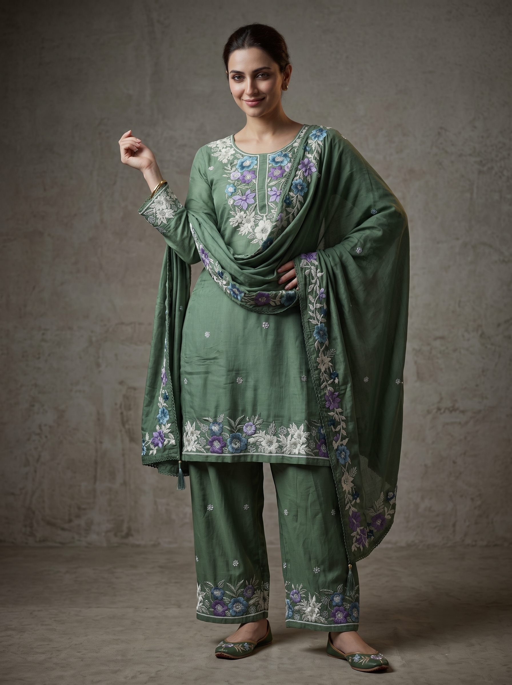 Meher Roman Silk Festive Sharara Set