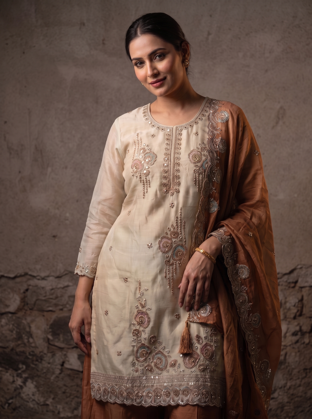 Zariya Glorious Silk Embroidered Sharara Set