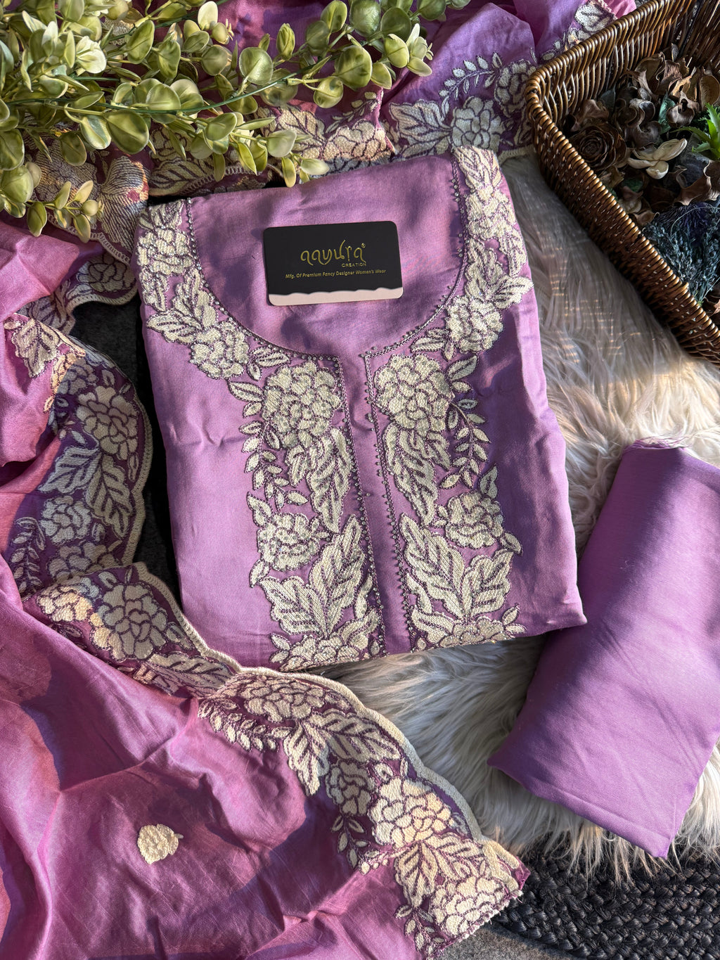 Festive Roman Unstitched Silk Suit