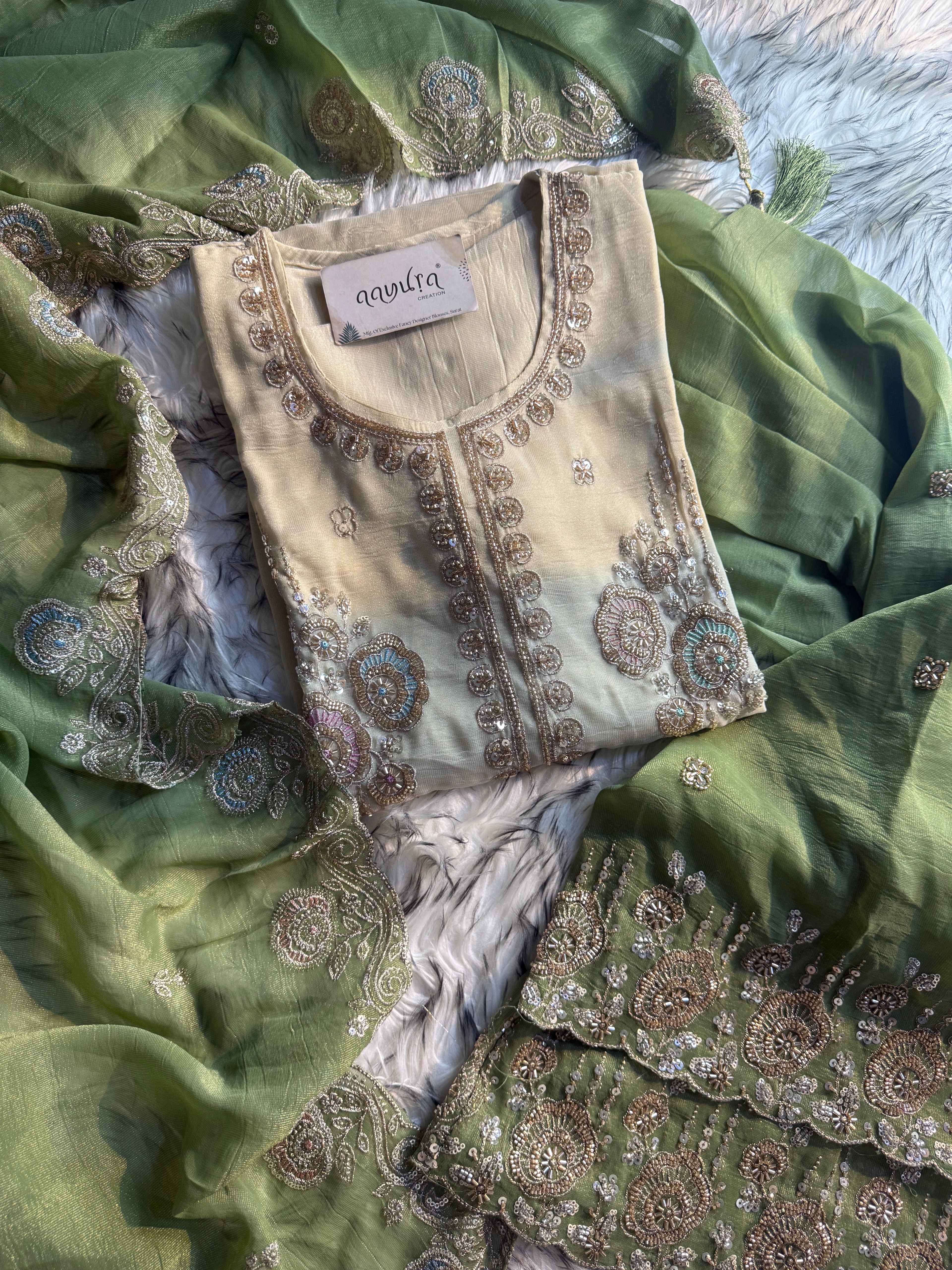 Zariya Glorious Silk Embroidered Sharara Set