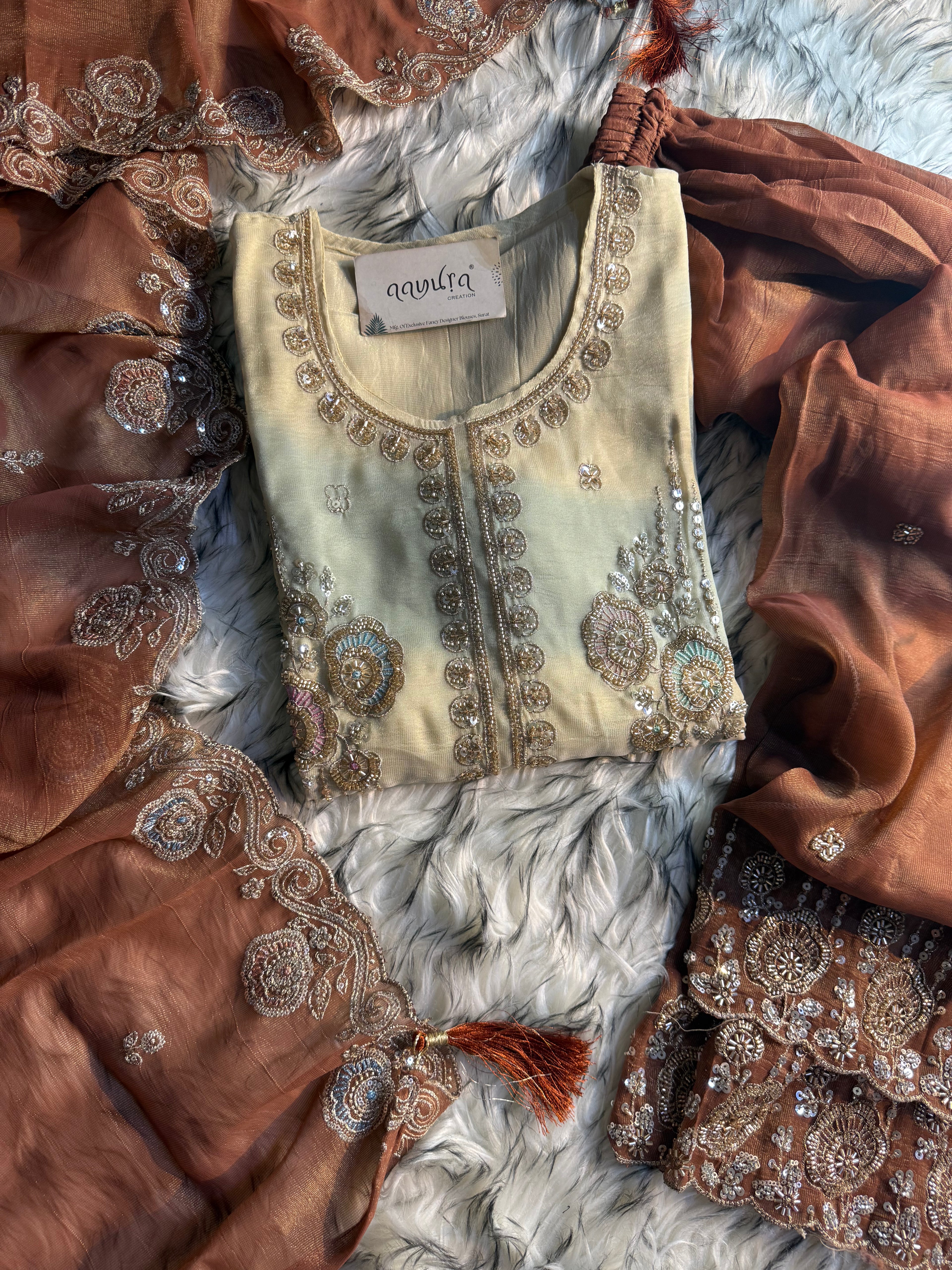 Zariya Glorious Silk Embroidered Sharara Set
