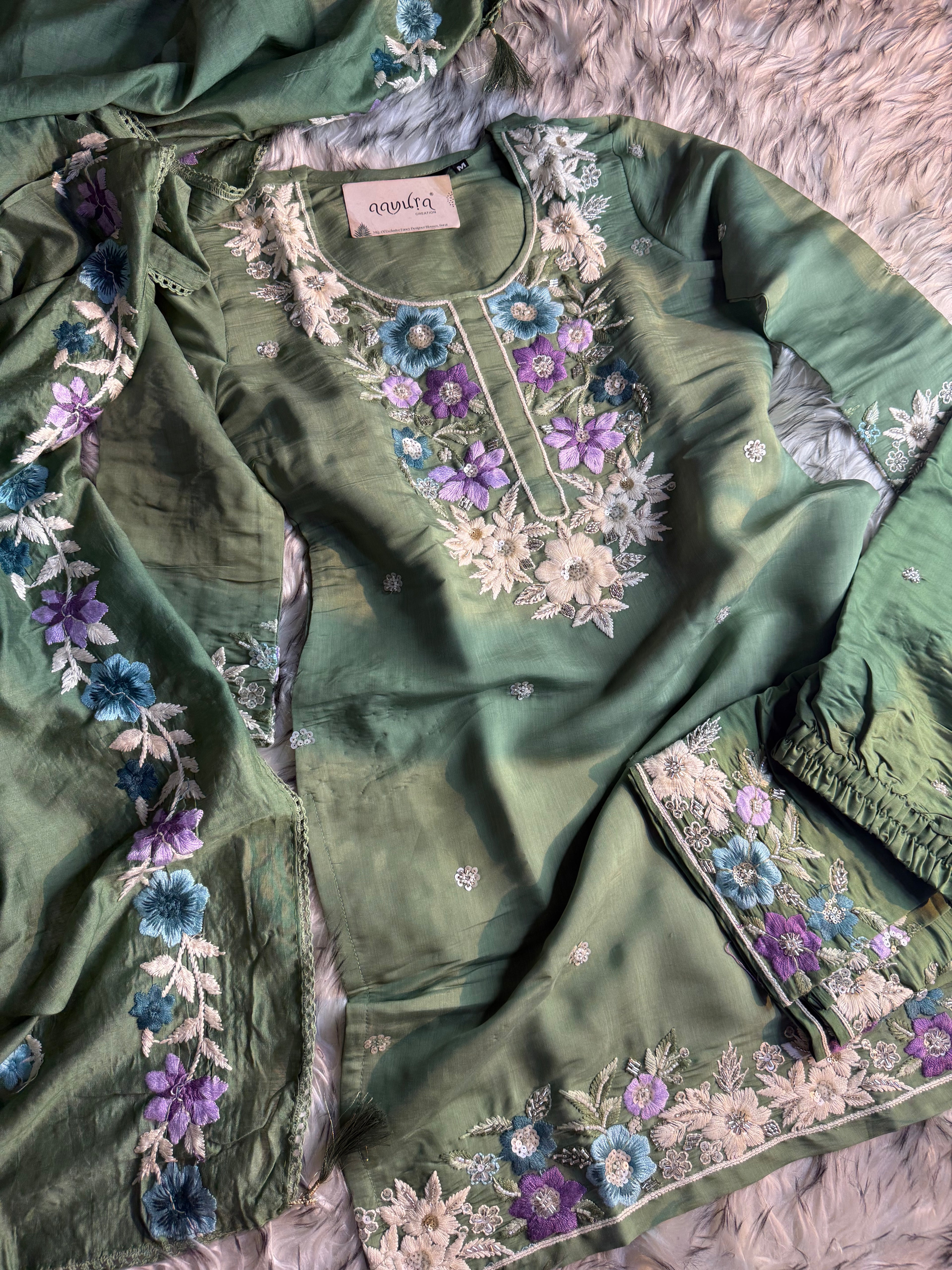 Meher Roman Silk Festive Sharara Set