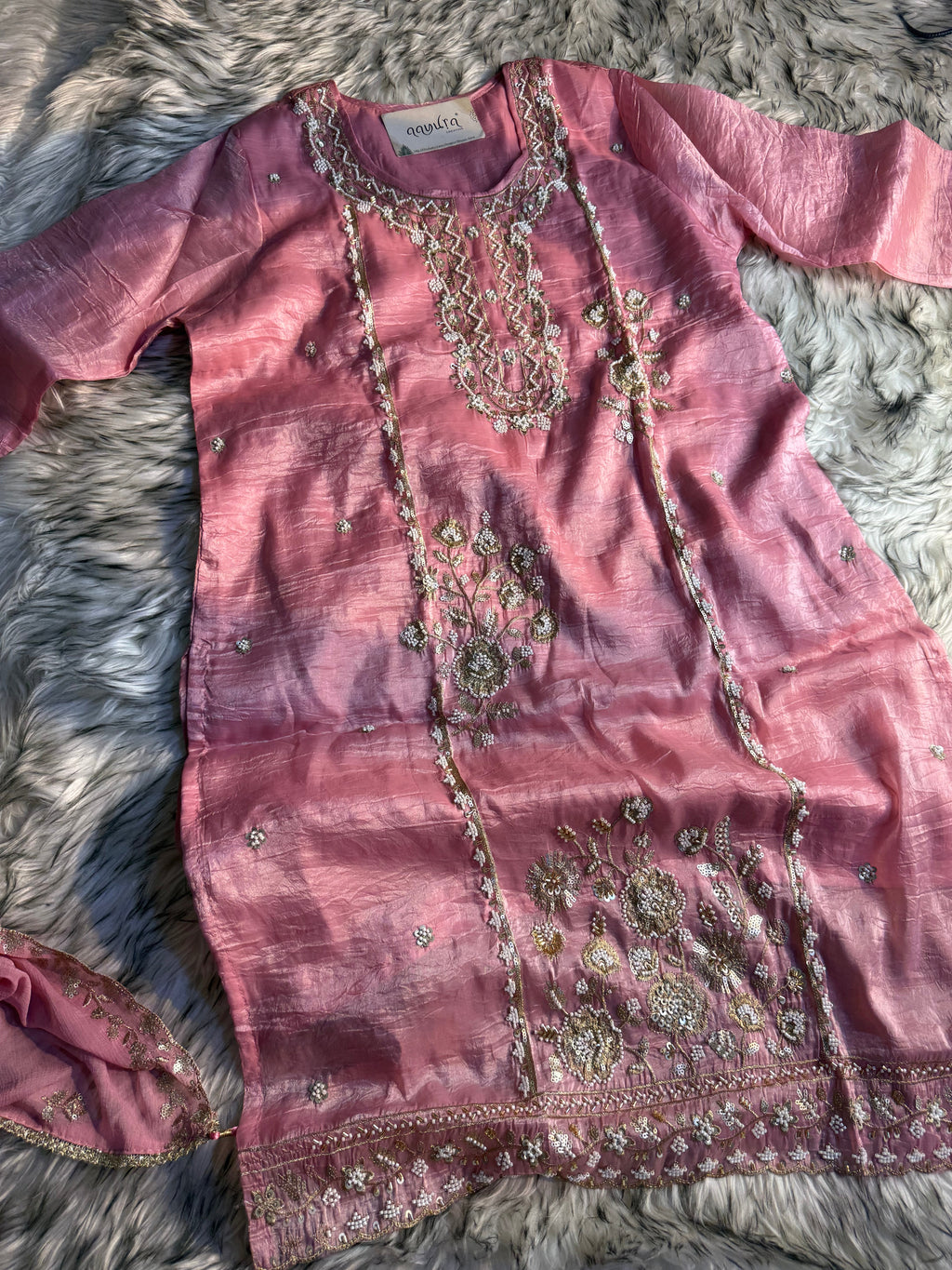 Nazrana Dolomite Silk Sharara Suit Set
