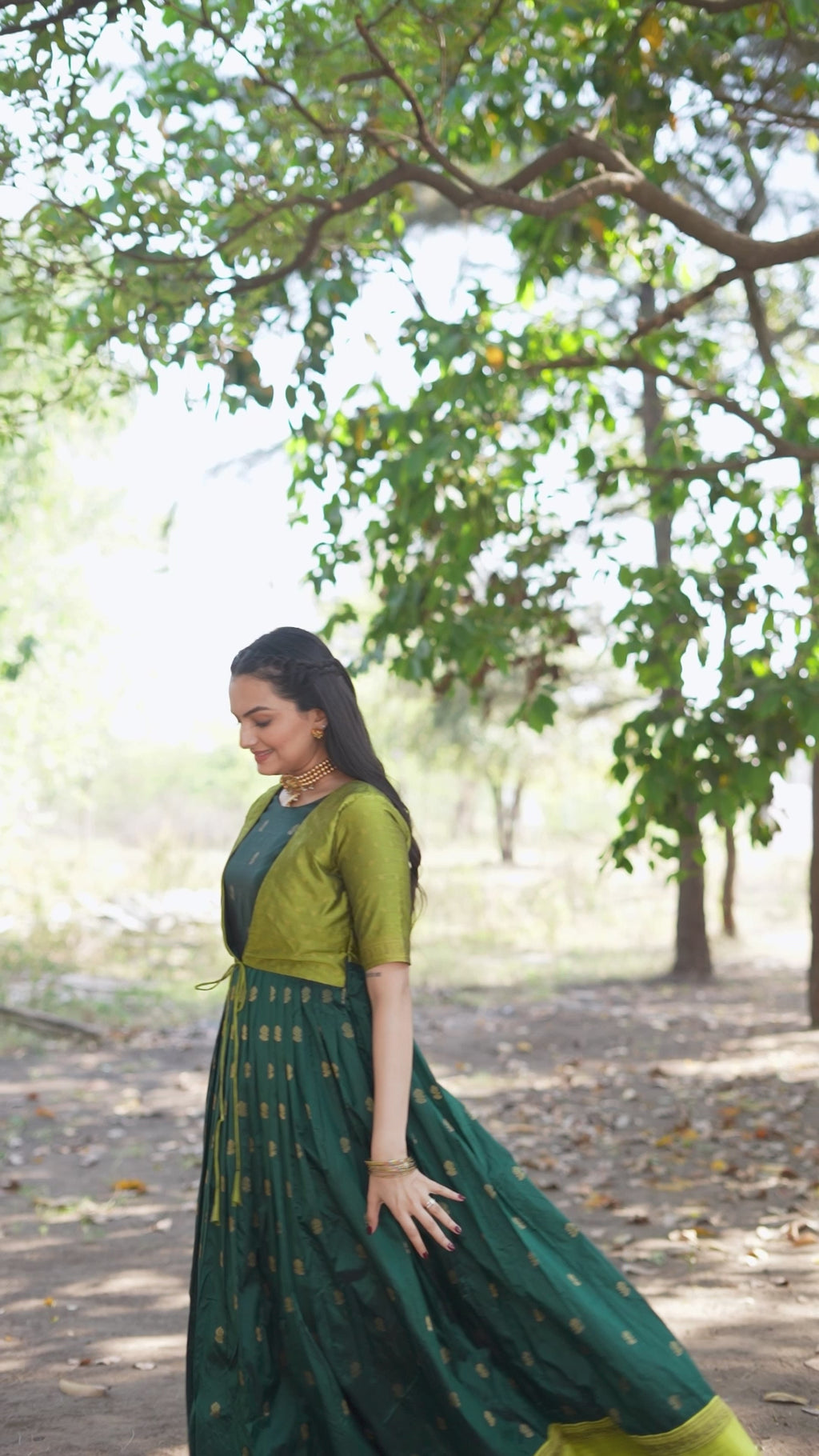 Rangrez Contrast Silk Gown